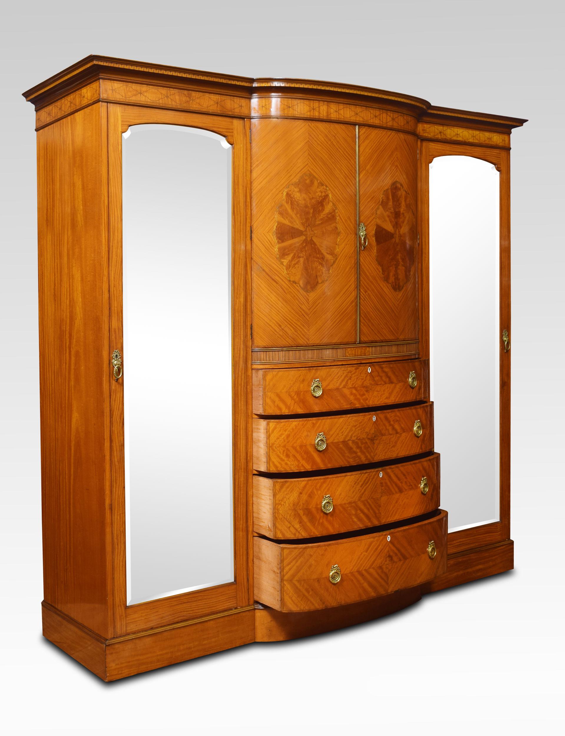 Late 19th Century Satinwood Sheraton Revival Compactum Wardrobe 2