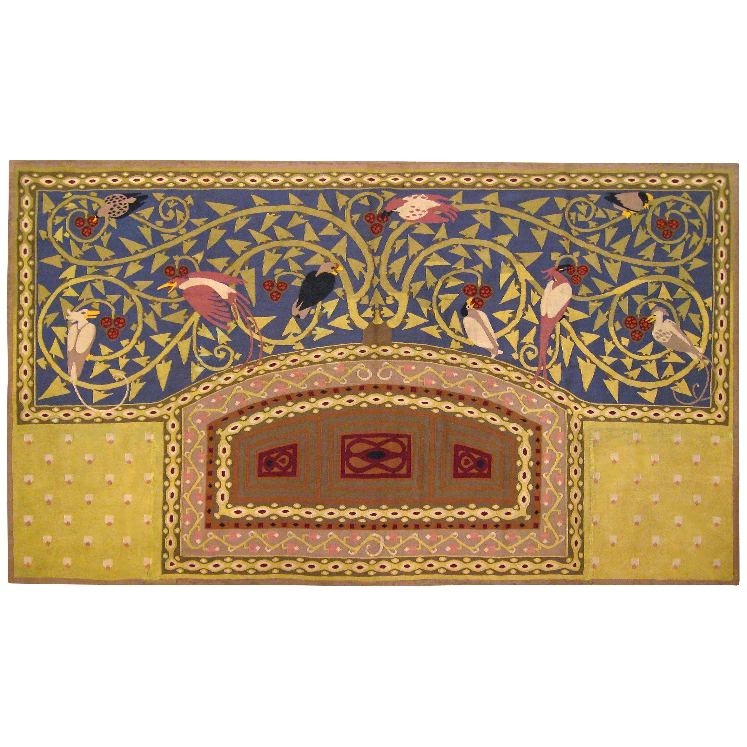 Late 19th Century Scandinavian Arts & Crafts Tapestry, with Birds and Flowers For Sale