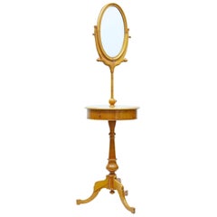Antique Late 19th Century Scandinavian Birch Shaving Mirror Stand