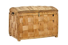 Late 19th century Scandinavian woven pine dome top trunk