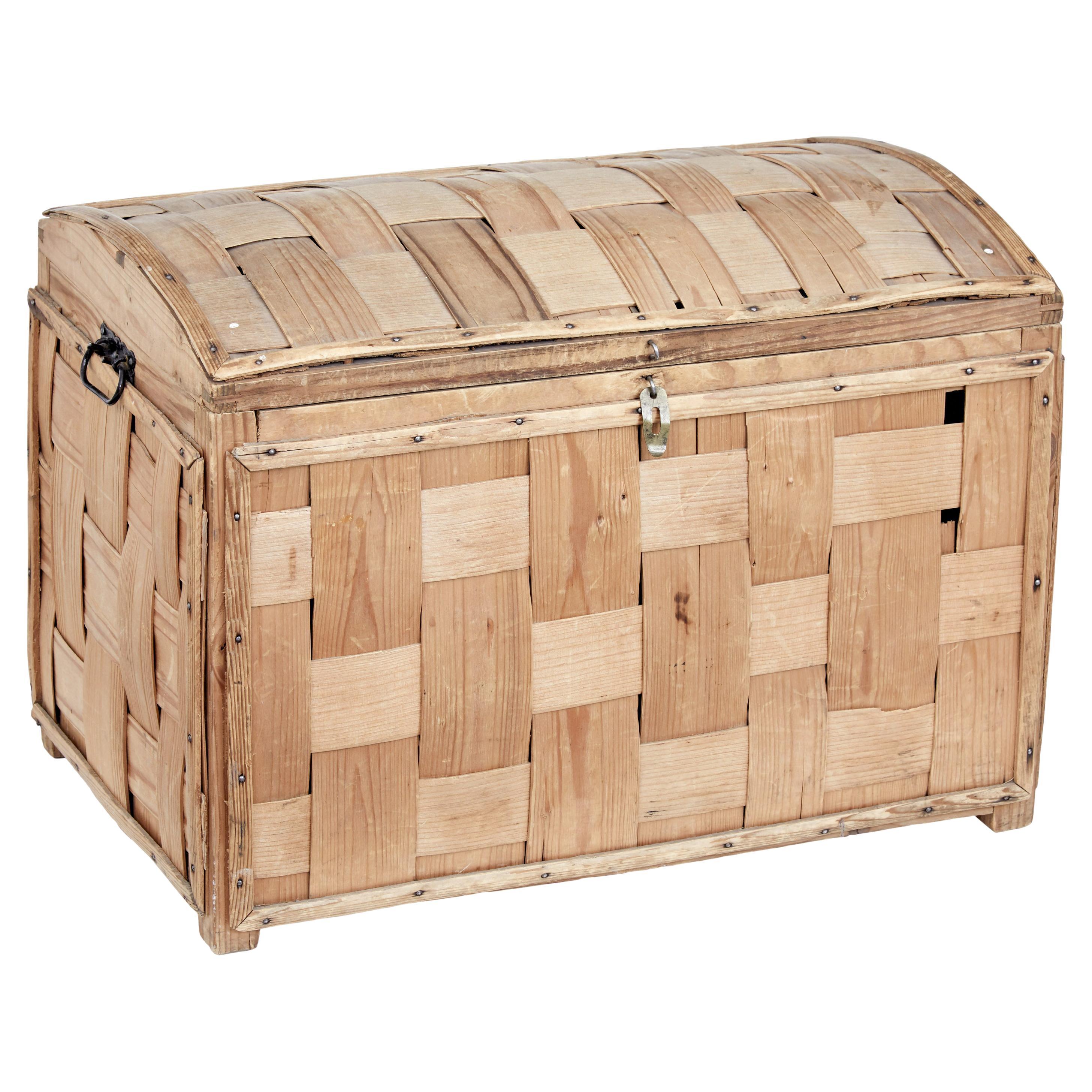 19th Century Victorian Rustic Pine Dome Top Trunk at 1stDibs round