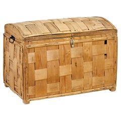 Late 19th century Scandinavian woven pine dome top trunk