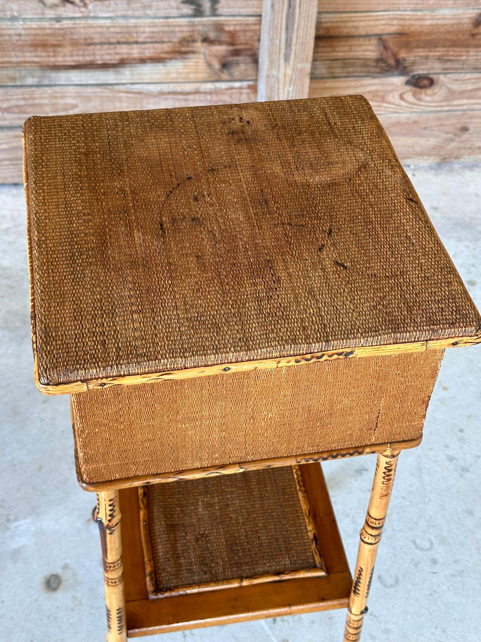 Late 19th Century Scorched English Bamboo Sewing Stand / Side Table 9