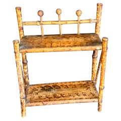 Late 19th Century Scorched Tortoise Bamboo Two-Tier Etagere Shelf