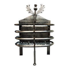 Late 19th Century Scottish Arts &Crafts Wrought Iron Fire Grate.