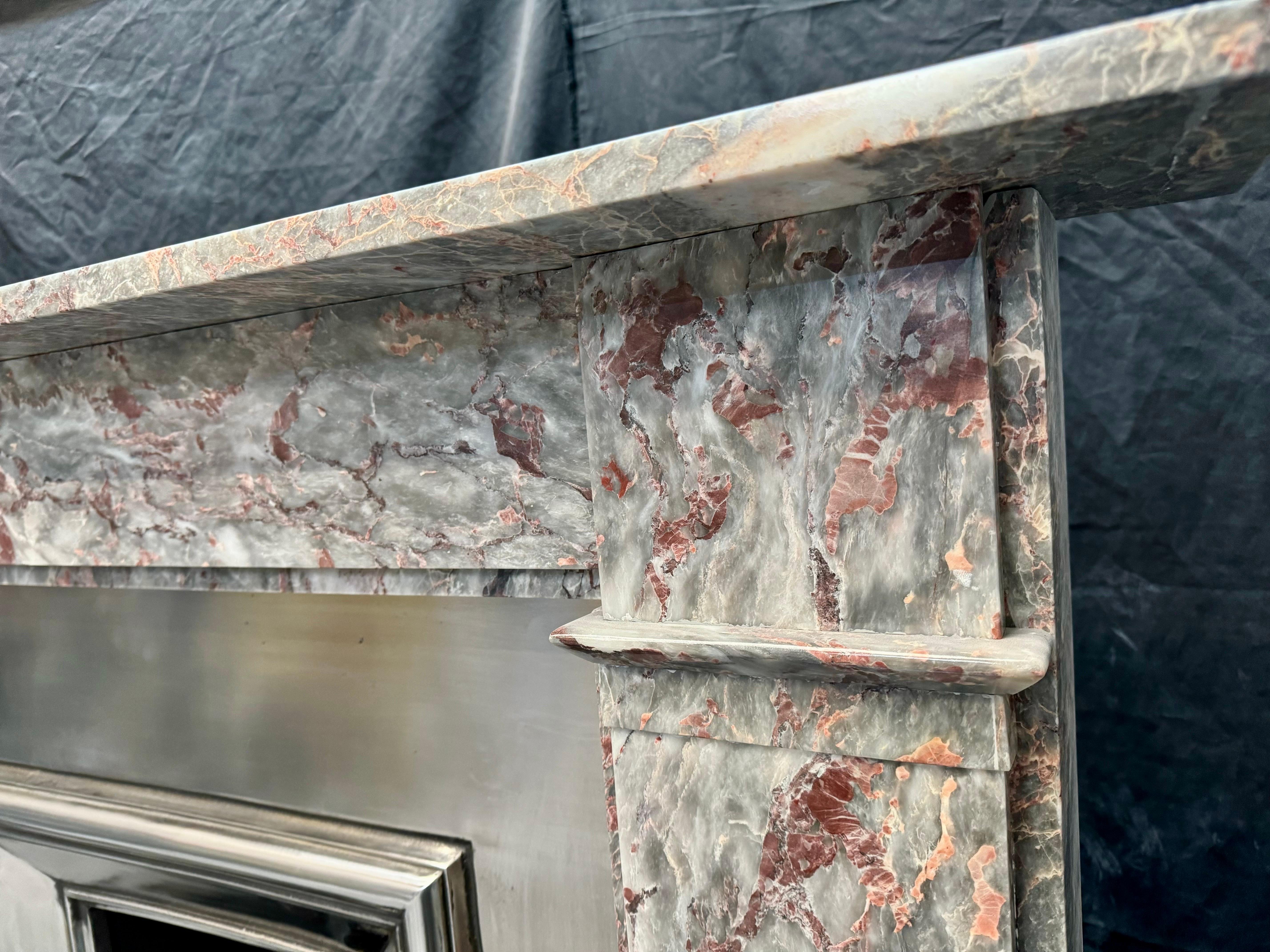 Late 19th Century Scottish Fior Di Pesco Marble Fireplace Surround. For Sale 7