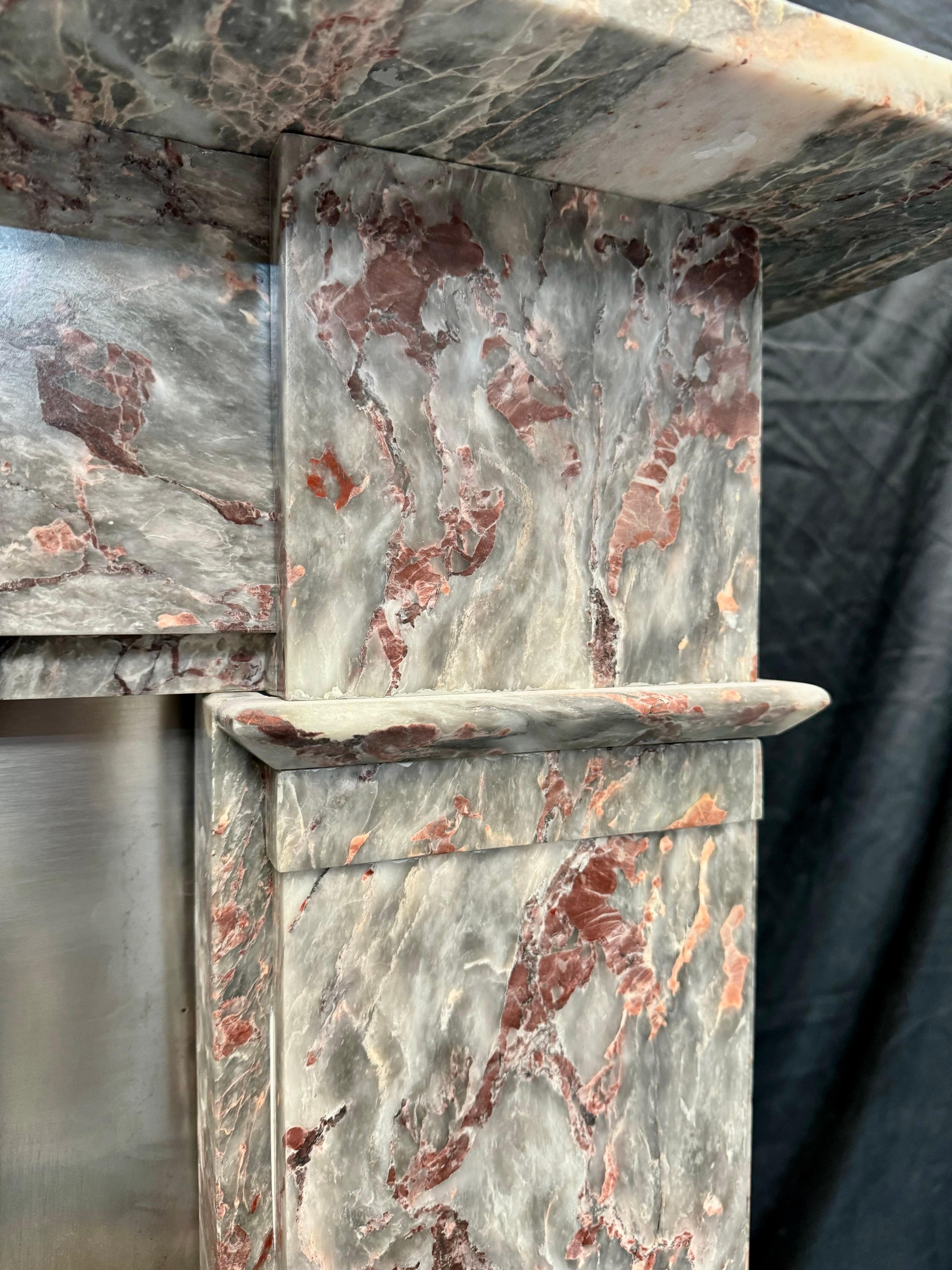 Victorian Late 19th Century Scottish Fior Di Pesco Marble Fireplace Surround. For Sale