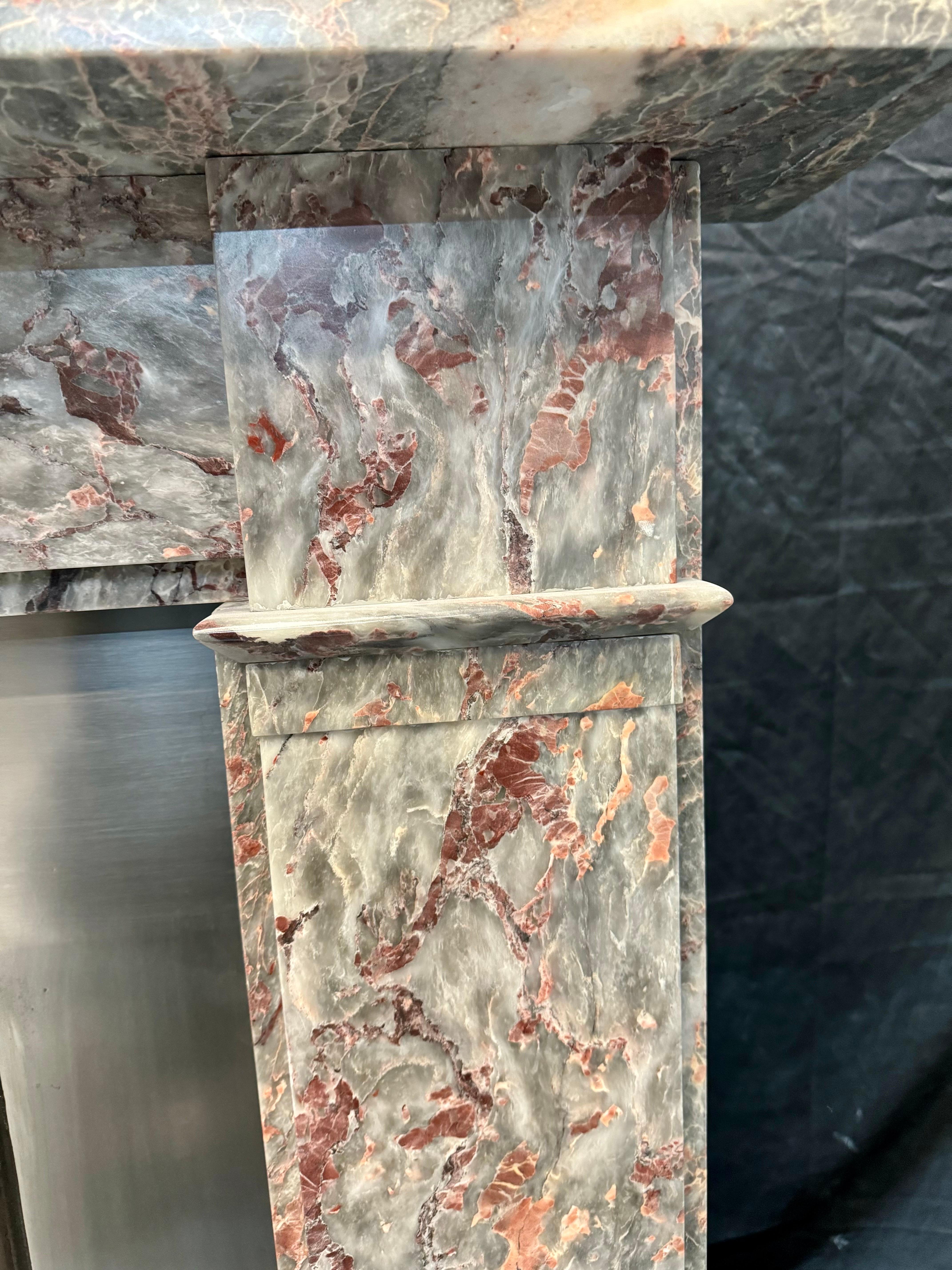 Late 19th Century Scottish Fior Di Pesco Marble Fireplace Surround. For Sale 2