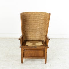 Schottischer Eichenholz- und gewebter Strohstuhl aus dem späten 19. Jahrhundert, Sessel, Bergere