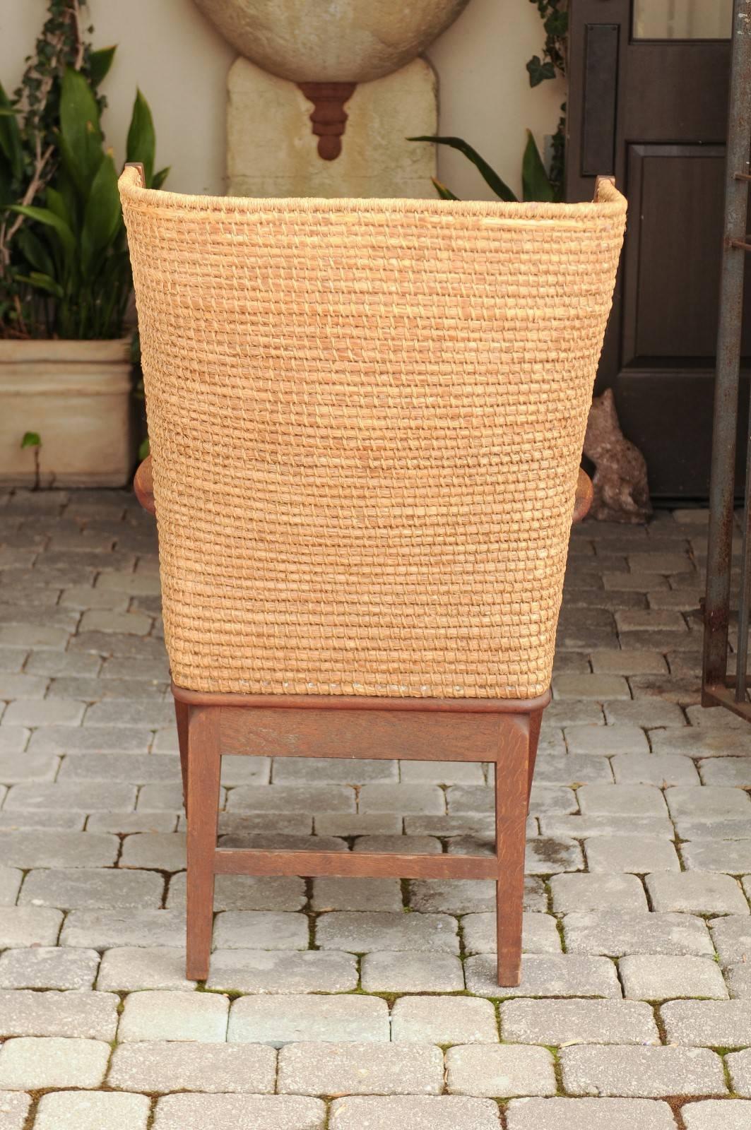 Late 19th Century Scottish Orkney Chair with Wraparound Handwoven Straw Back 2