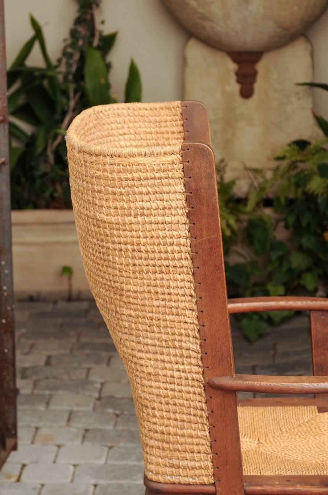 Late 19th Century Scottish Orkney Chair with Wraparound Handwoven Straw Back 5