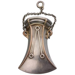 Antique Late 19th Century Scottish Silver Axe Head Vinaigrette, Unmarked, circa 1880