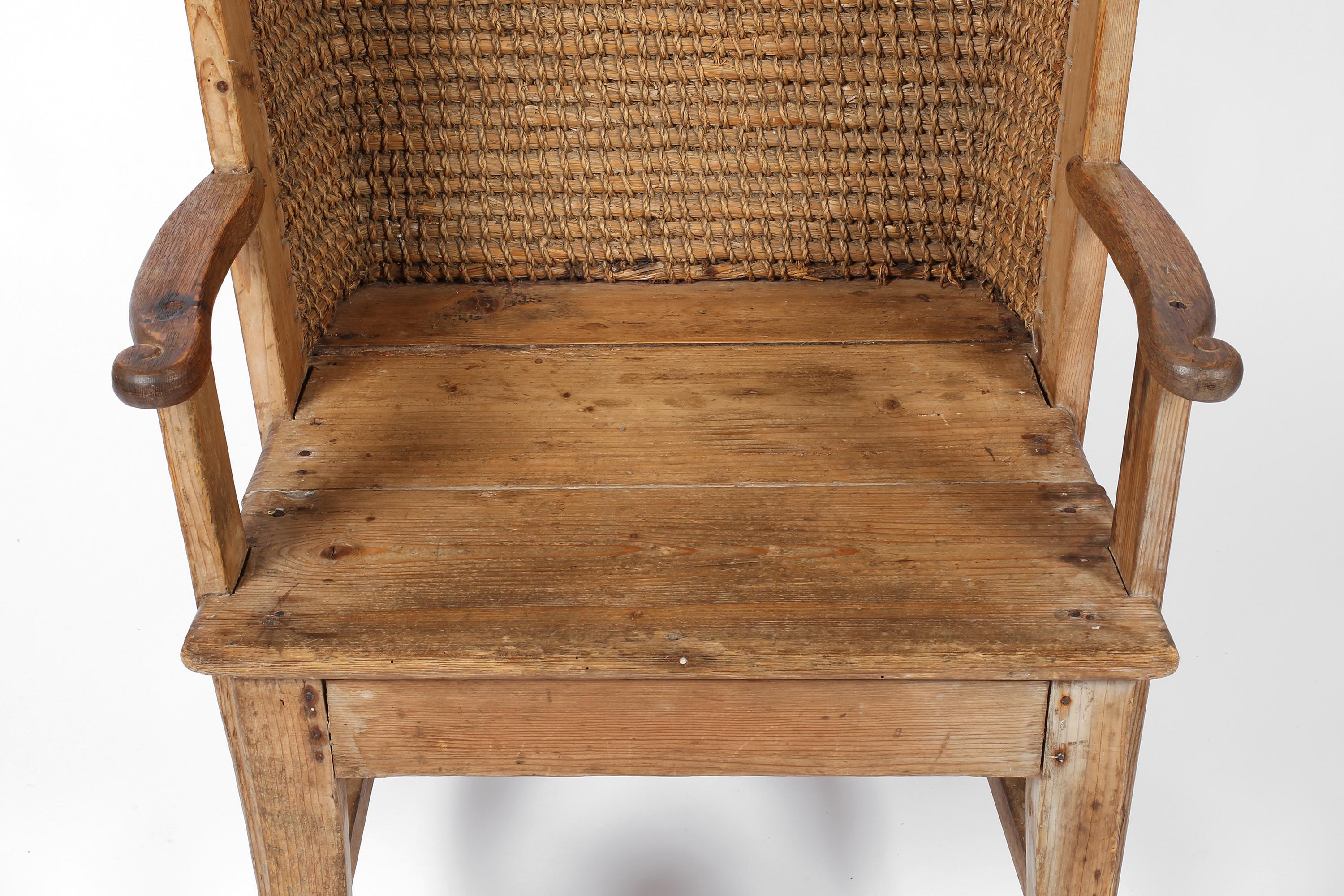 Late 19th Century Scottish Vernacular Pine and Woven Straw Orkney Chair 8