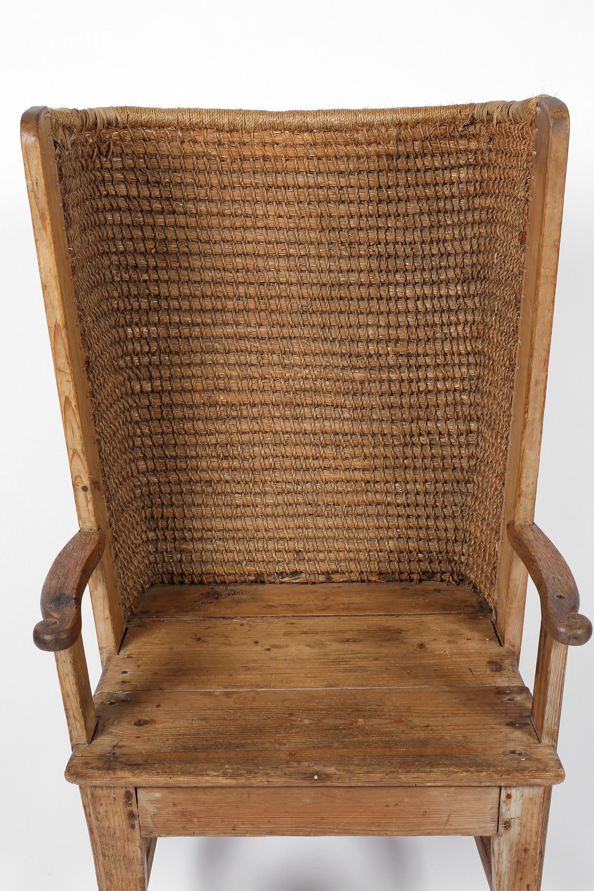Late 19th Century Scottish Vernacular Pine and Woven Straw Orkney Chair 10