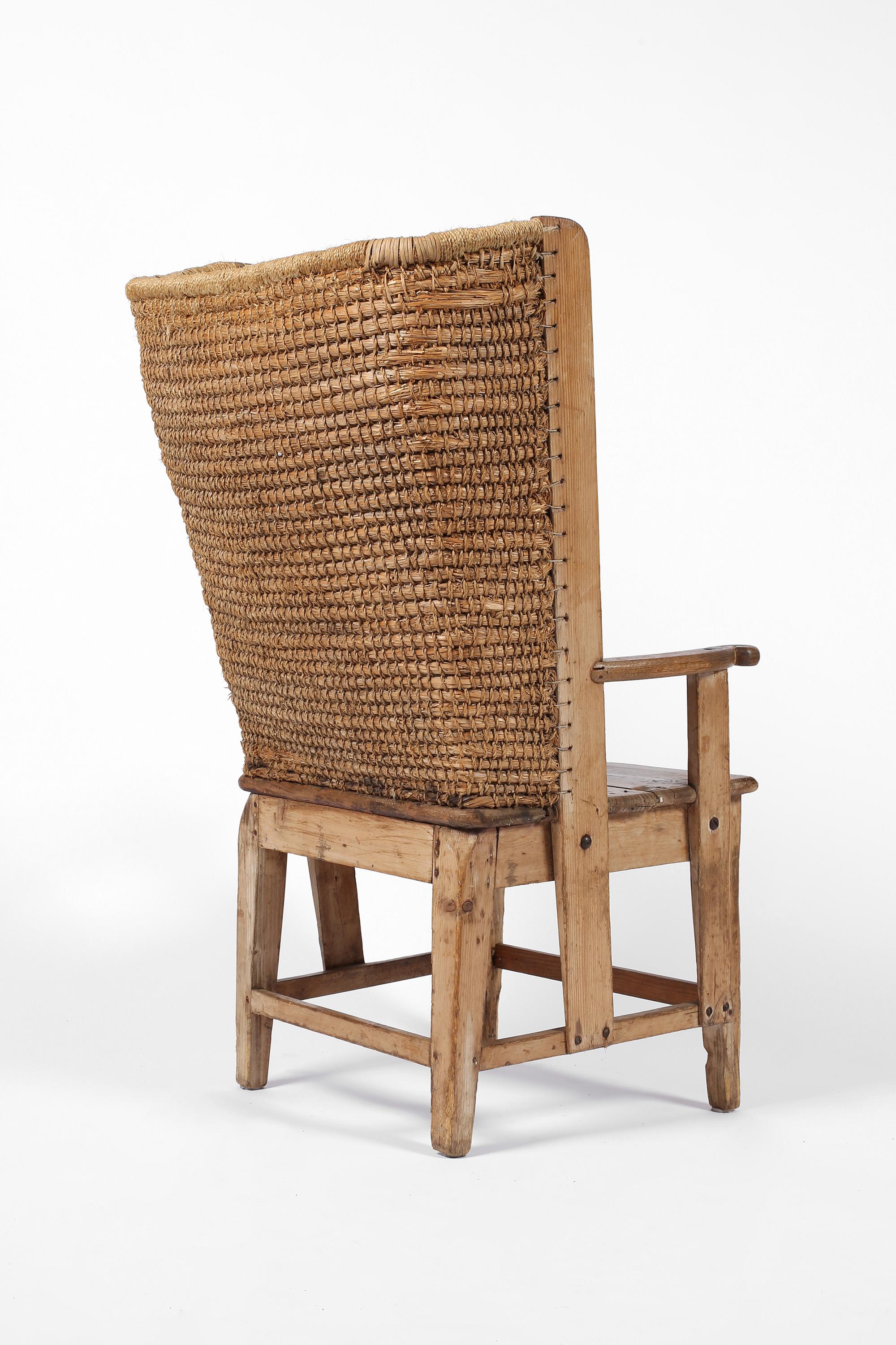 Late 19th Century Scottish Vernacular Pine and Woven Straw Orkney Chair 12