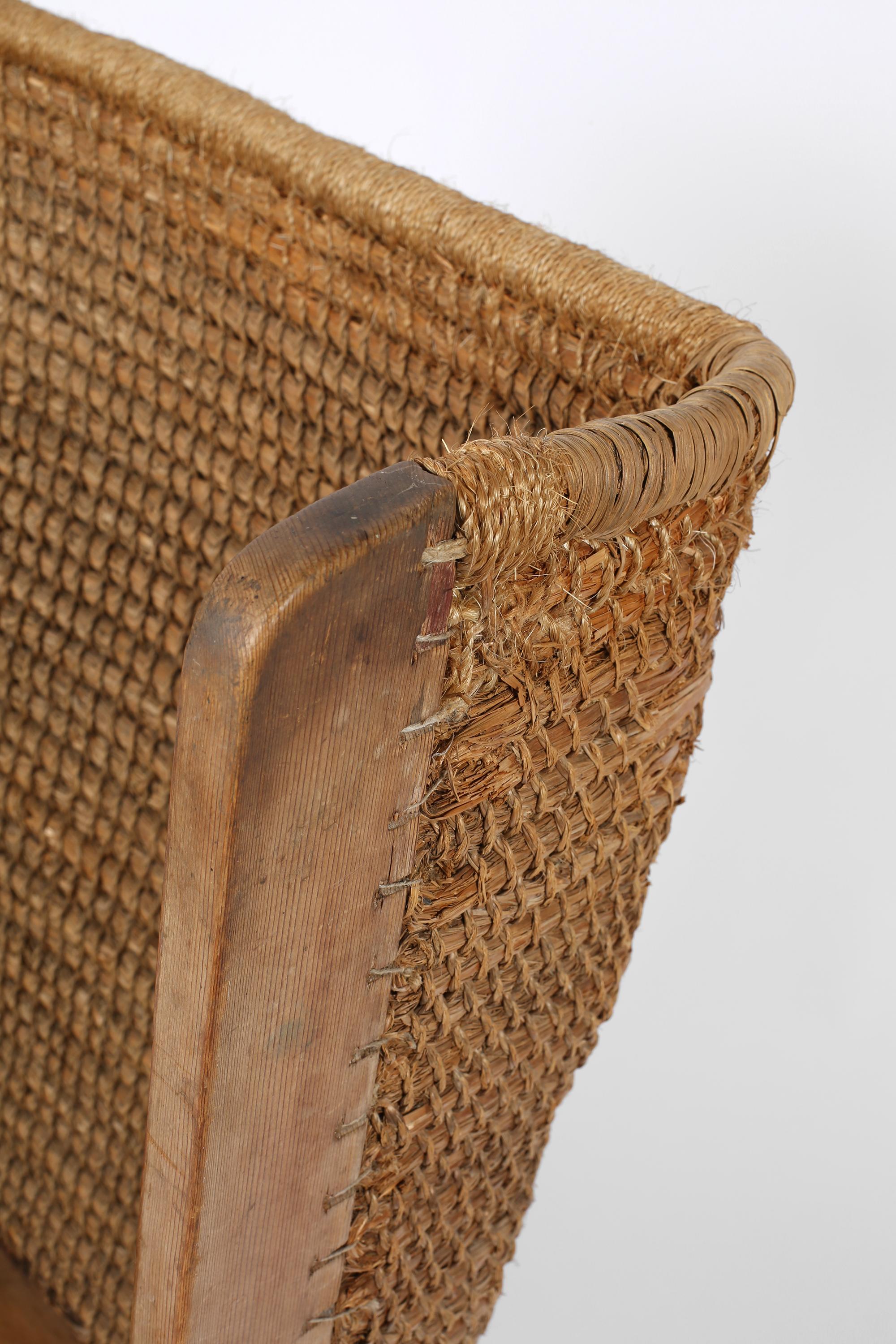 Late 19th Century Scottish Vernacular Pine and Woven Straw Orkney Chair 1
