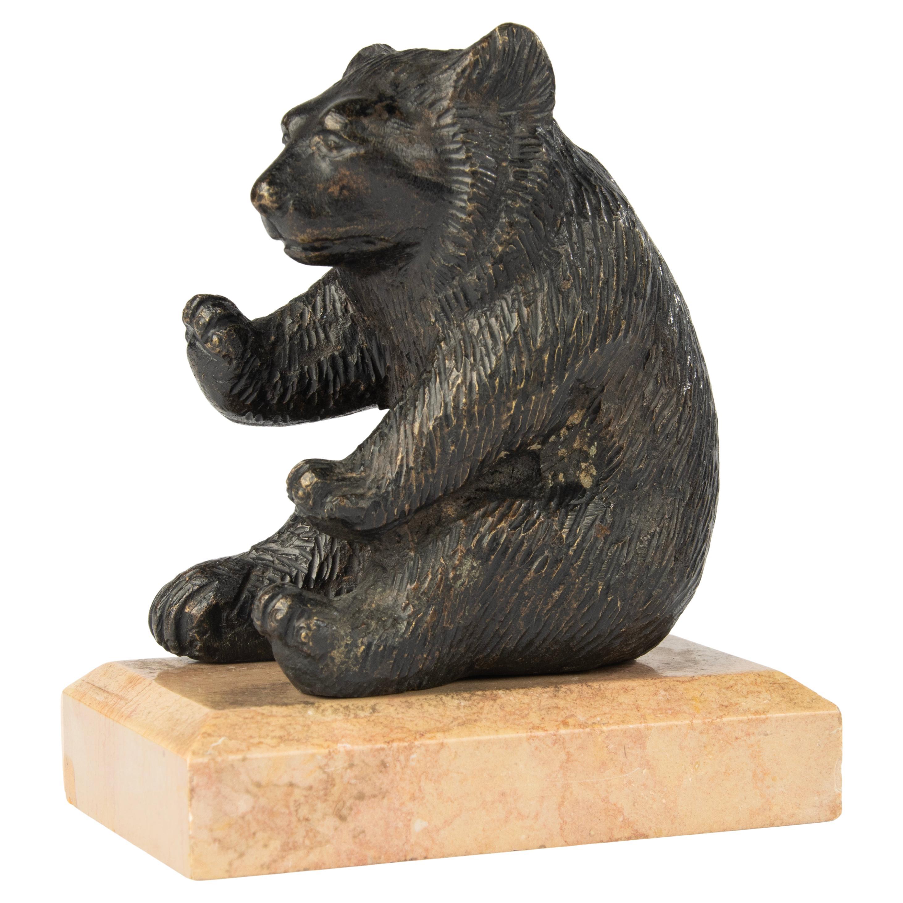 Scultura di fine Ottocento di un orso seduto - Bronzo di Black Forest in vendita