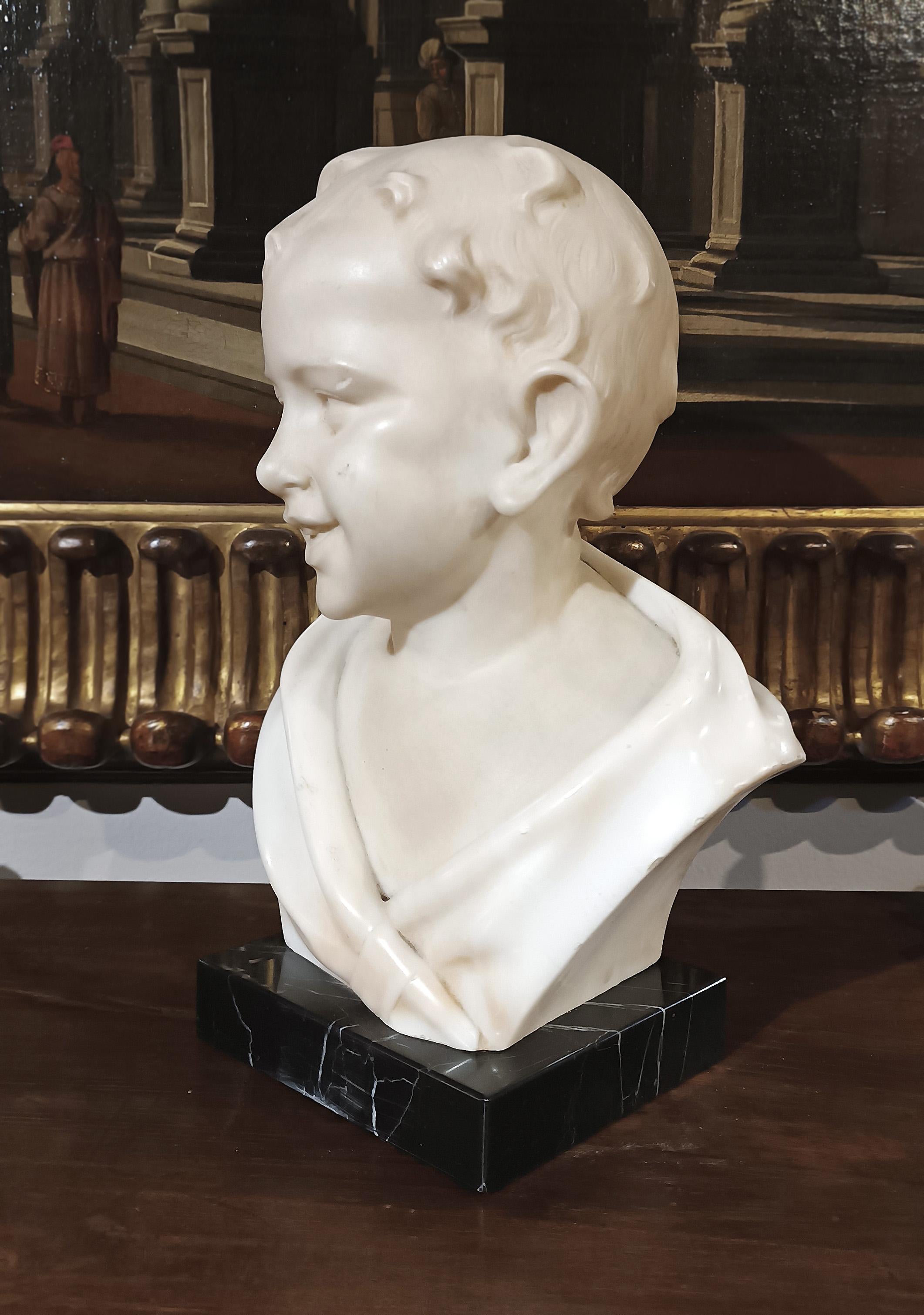 Renaissance Revival LATE 19th CENTURY SCULPTURE OF A SMILING CHILD For Sale