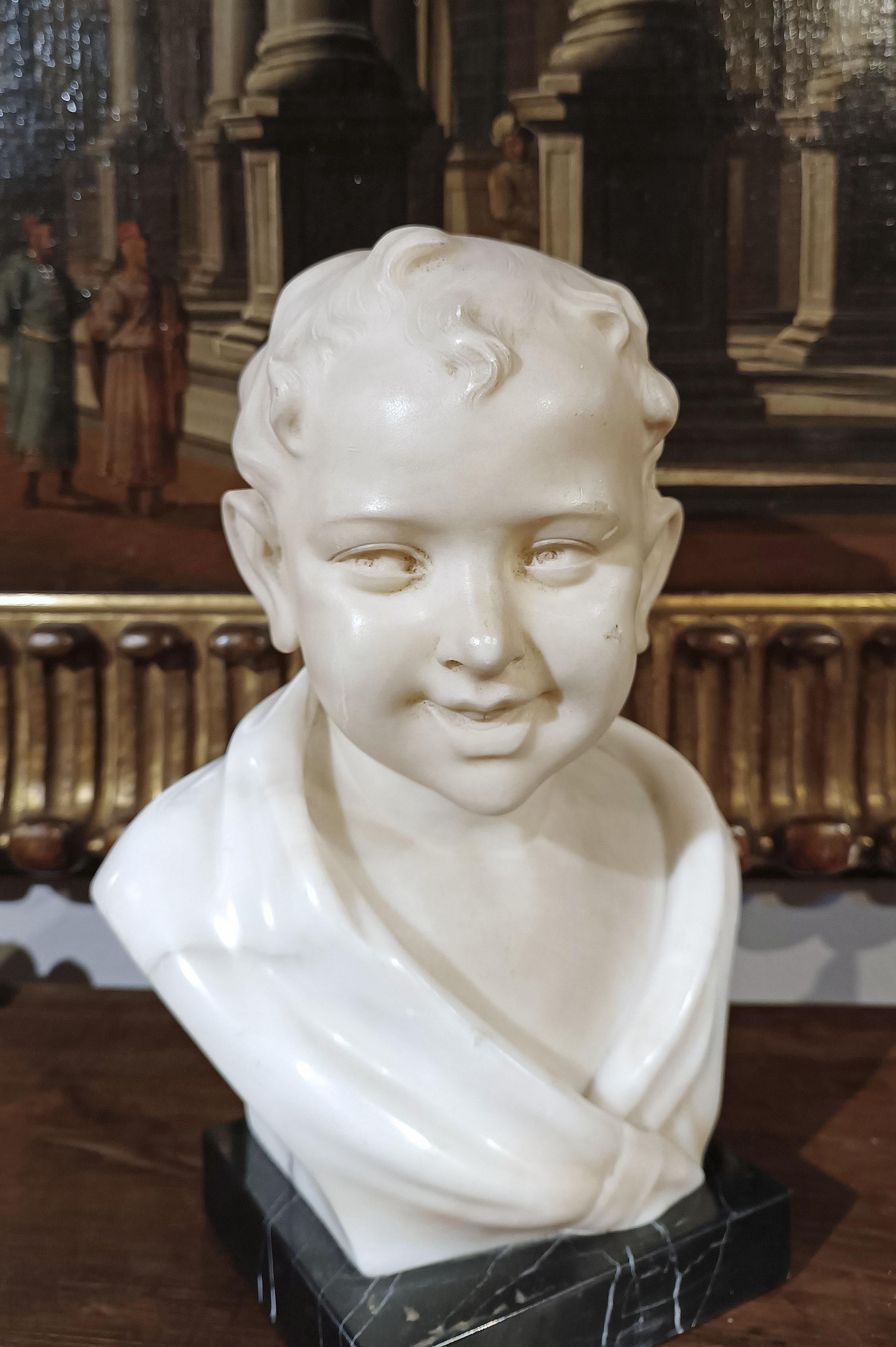 Marble LATE 19th CENTURY SCULPTURE OF A SMILING CHILD For Sale