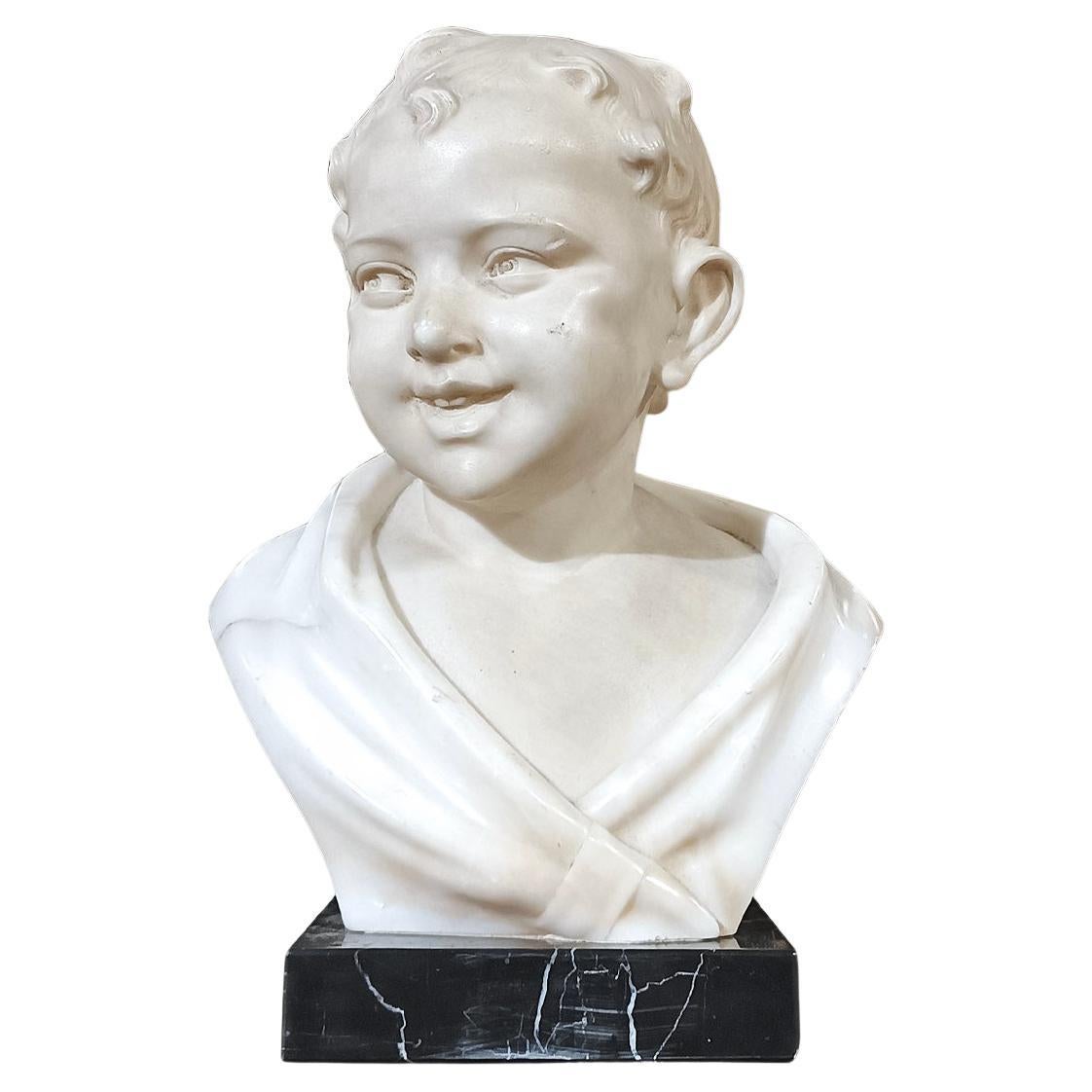 LATE 19th CENTURY SCULPTURE OF A SMILING CHILD For Sale