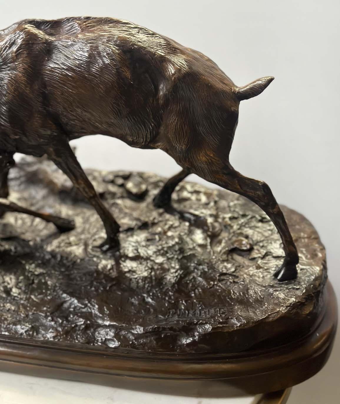 Bronze Late 19th Century Sculpture of Two Fighting Elks by P.J. Mêne For Sale