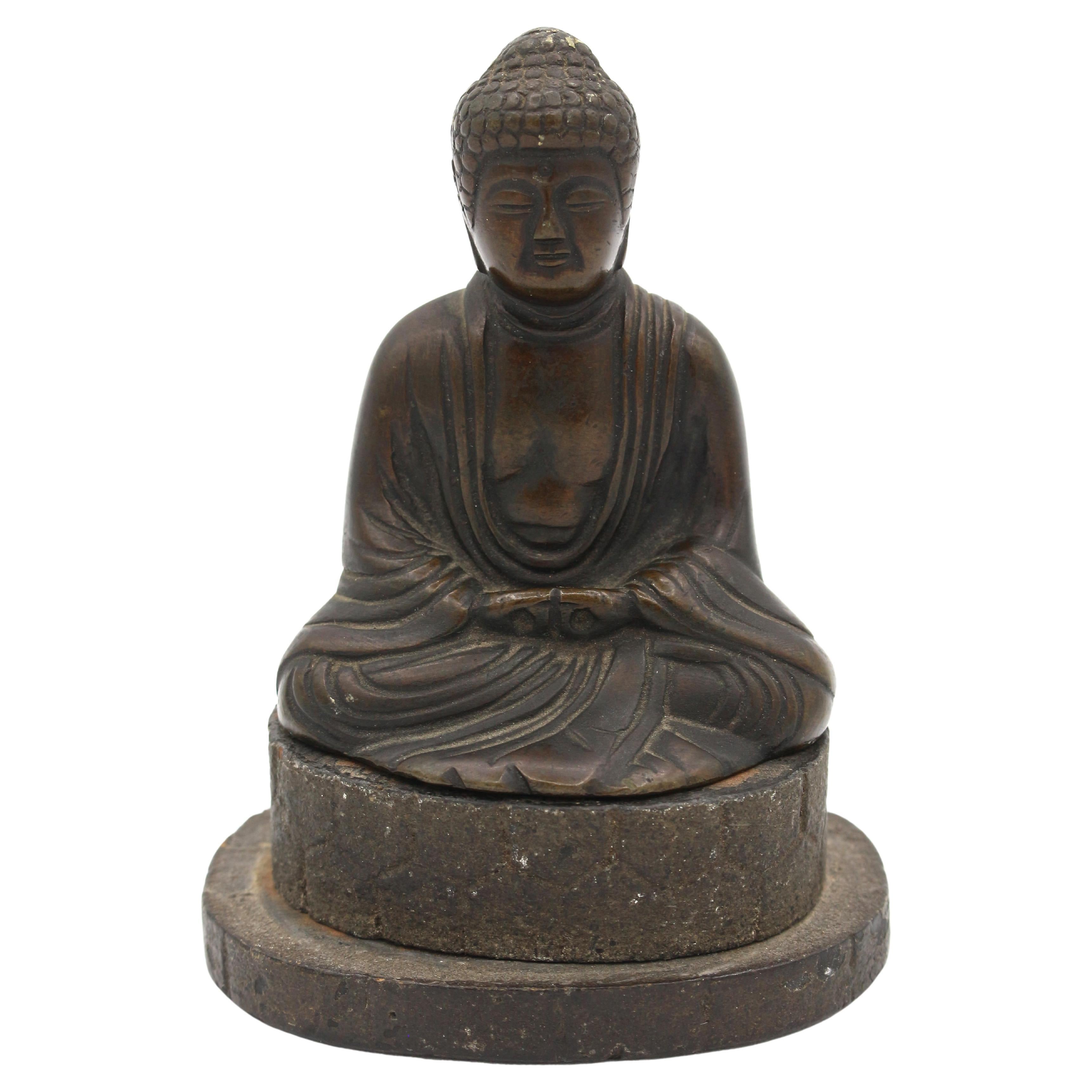 Late 19th Century Seated Bronze Meditation Buddha, Qing Dynasty For Sale