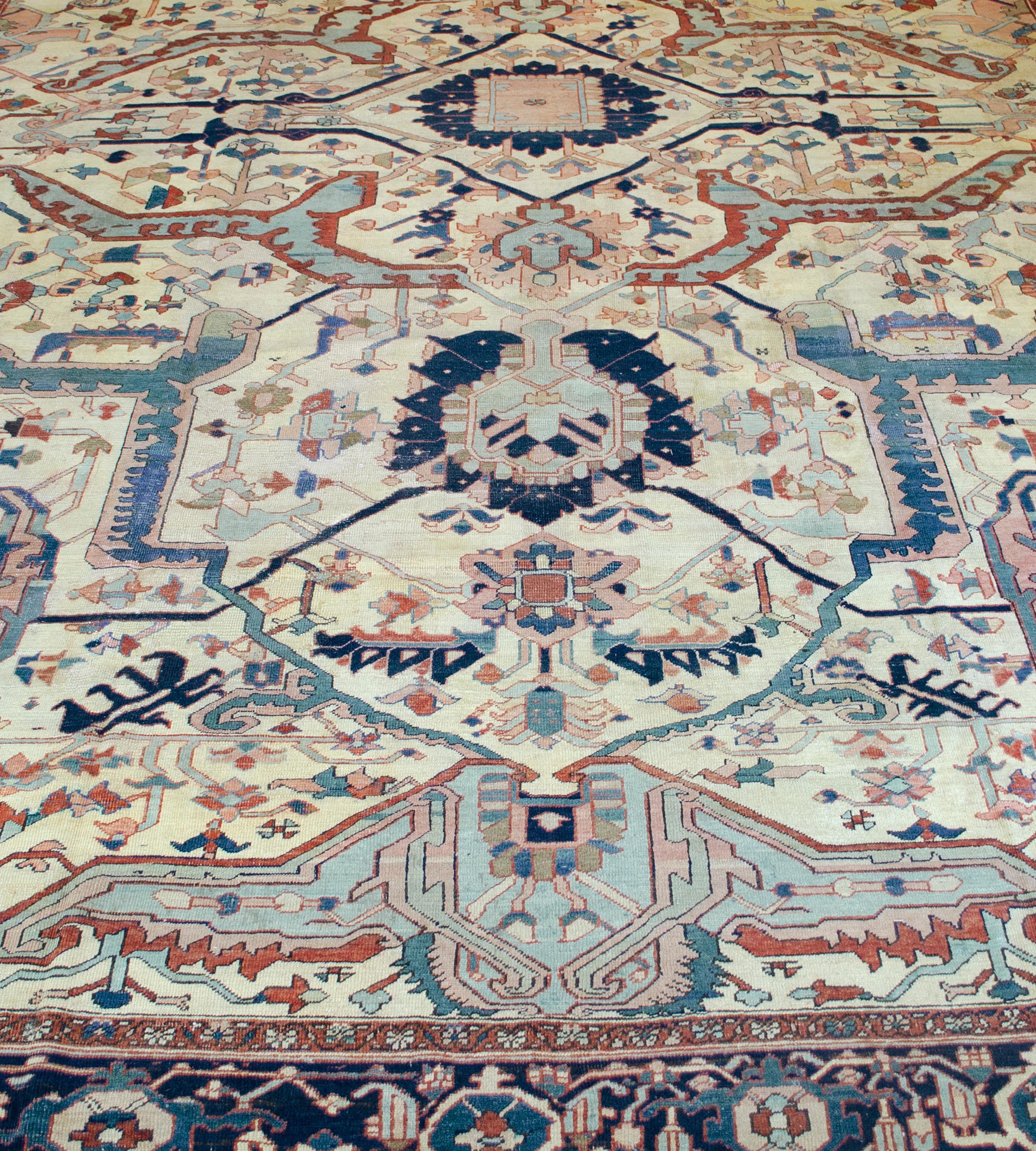 Wool Oversized Late 19th Century Serapi Rug from North West Persia 11'9