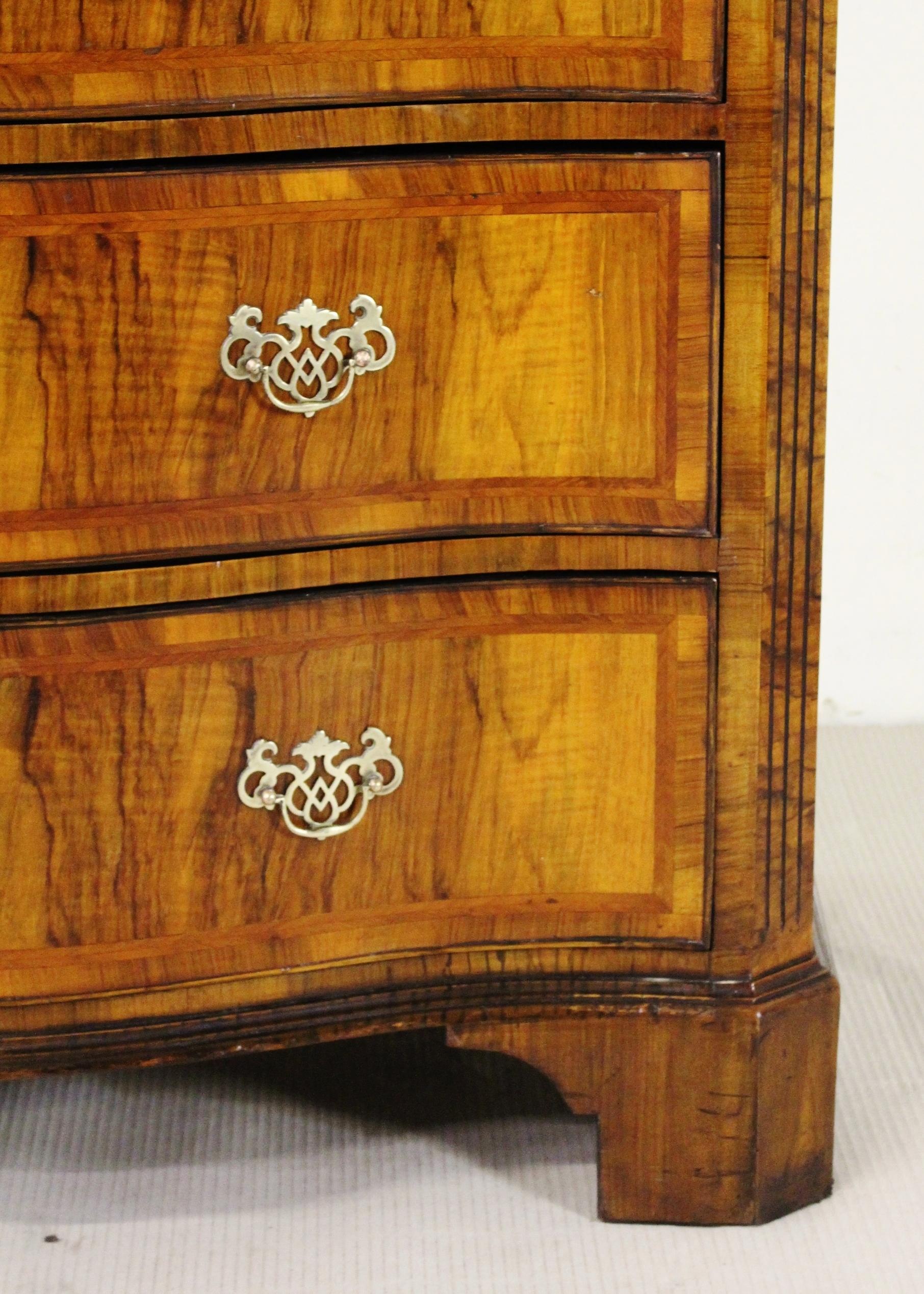 English Late 19th Century Serpentine Fronted Burr Walnut Chest on Chest