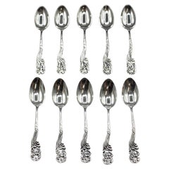 Late 19th Century Set of 10 Sterling Demitasse Spoons by Frank Whiting