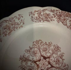 Fin du 19e siècle Ensemble de 6 assiettes plates en pierre de fer Longchamp "Bella" - 2Y378