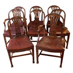 Antique Late 19th Century Set of 8 Hepplewhite Style Dining Chairs