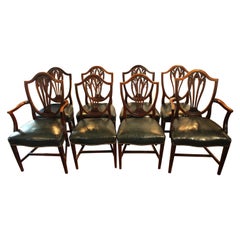 Fin du 19e siècle Ensemble de 8 chaises de salle à manger de style Sheraton, anglais
