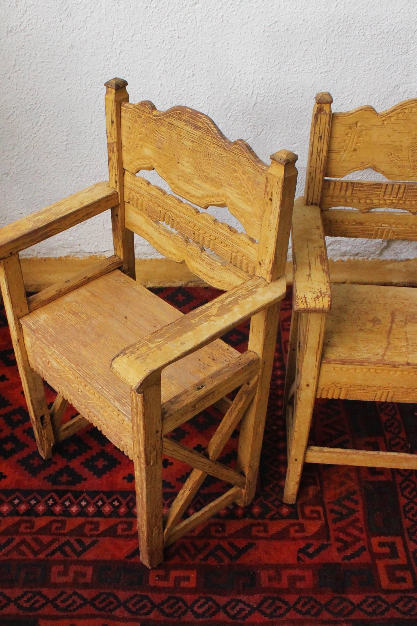 Mexican Late 19th Century Set of Chairs Found in Western Mexico