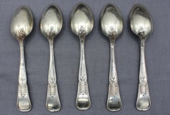 Late 19th Century Set of Five Sterling Silver Dessert Spoons by Gorham