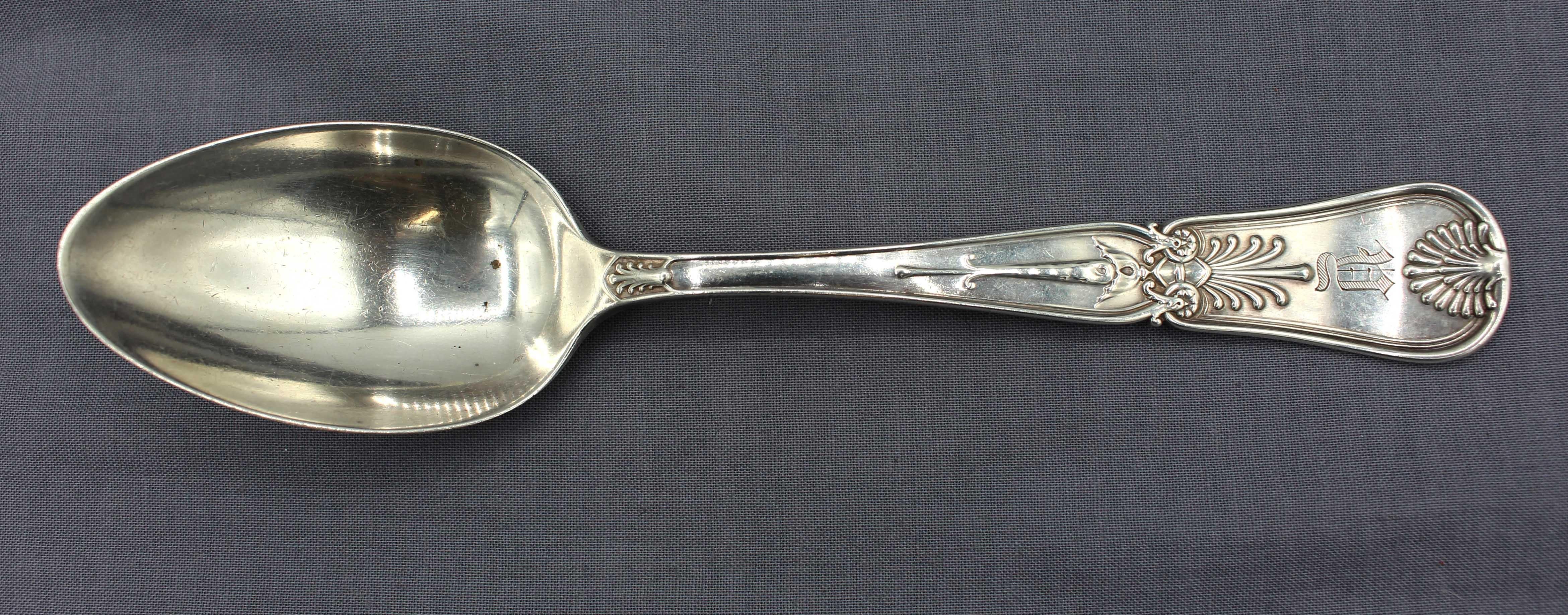 Victorian Late 19th Century Set of Five Sterling Silver Dessert Spoons by Gorham For Sale
