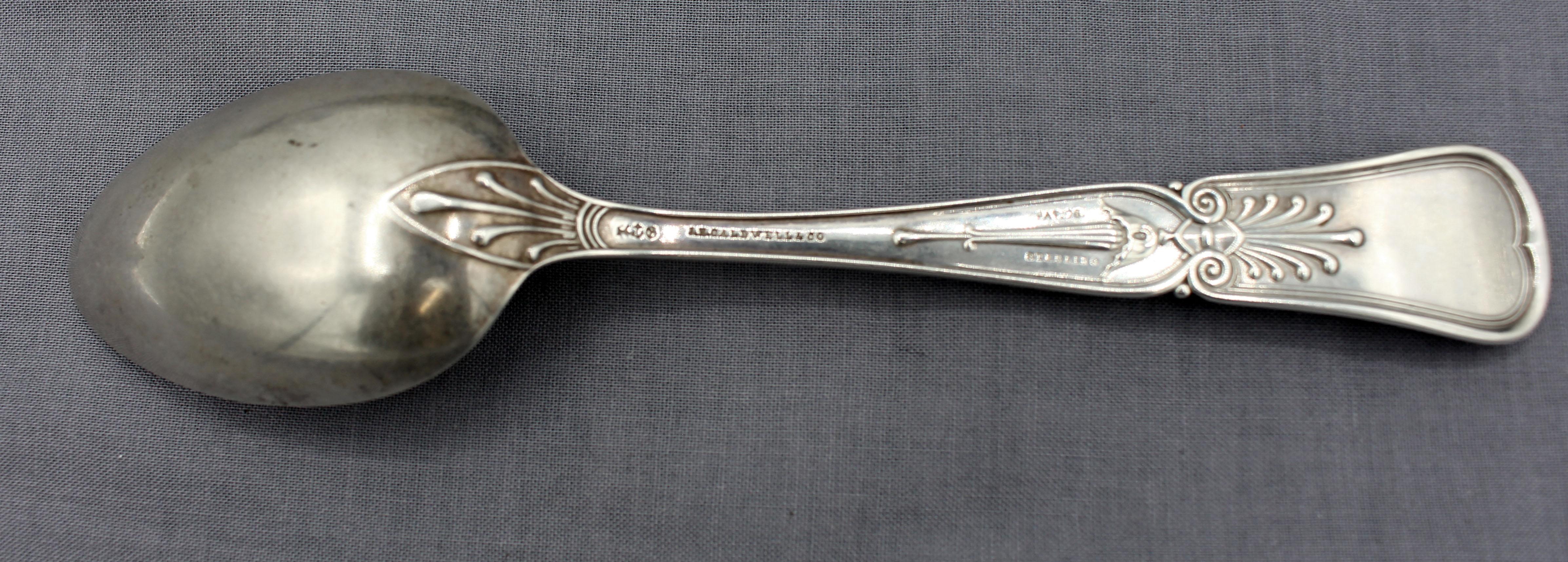American Late 19th Century Set of Five Sterling Silver Dessert Spoons by Gorham For Sale