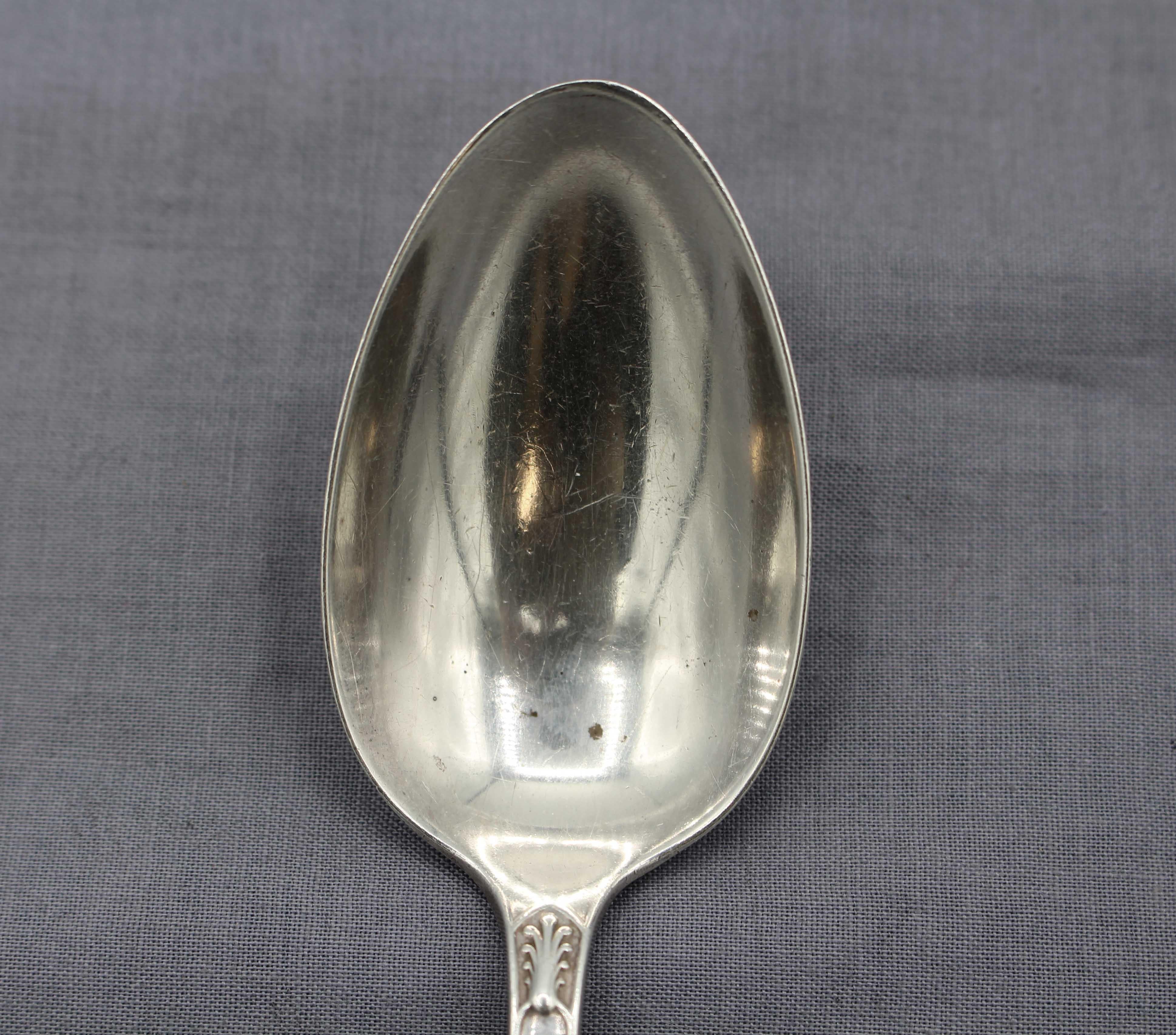 Late 19th Century Set of Five Sterling Silver Dessert Spoons by Gorham In Good Condition For Sale In Chapel Hill, NC