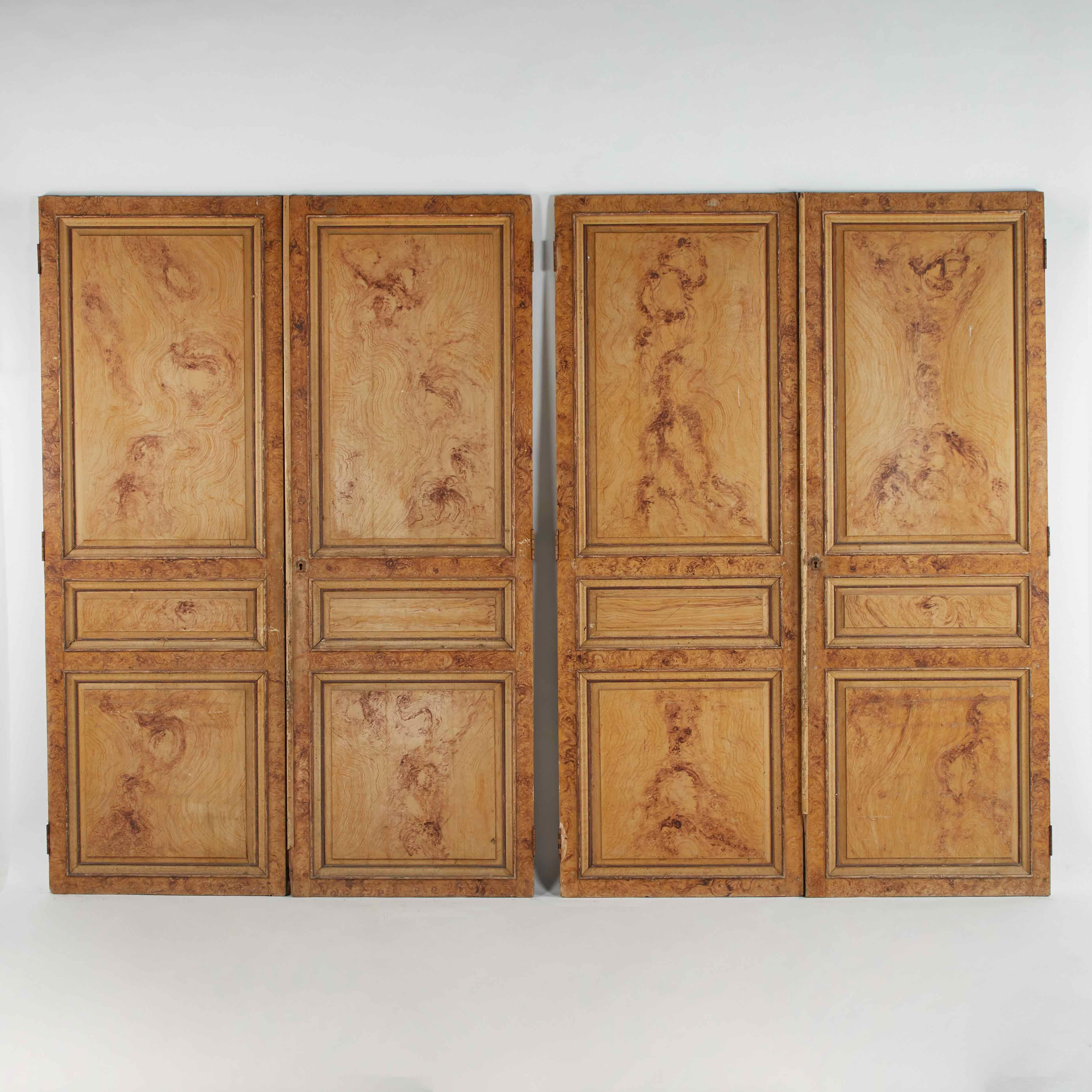 Late 19th Century Set of Four Faux Painted Wood Panels from France For Sale 3