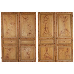 Conjunto de cuatro paneles de madera pintada de Francia de finales del siglo XIX