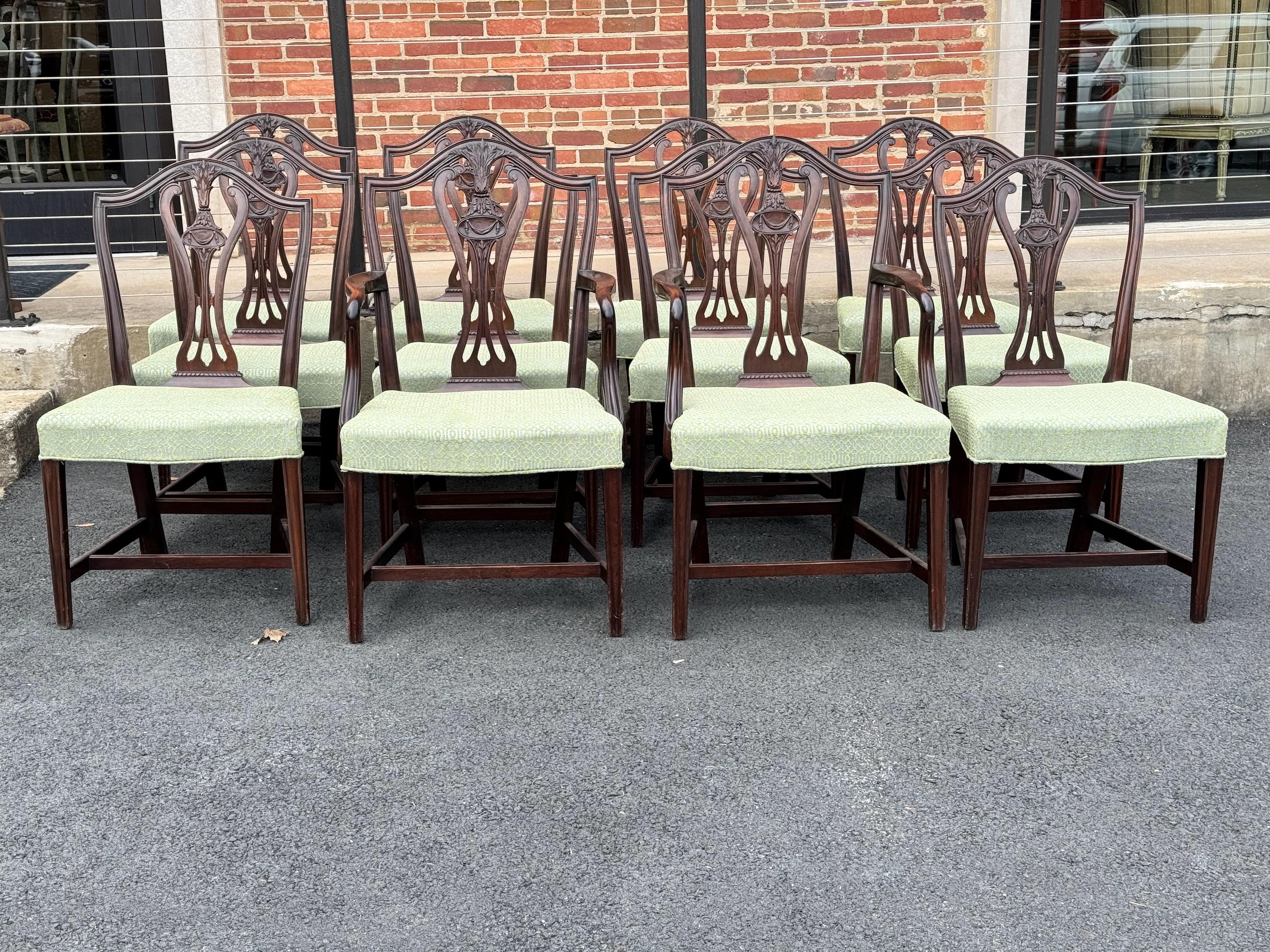 British Late 19th Century Set of Twelve Mahogany Dining Chairs For Sale