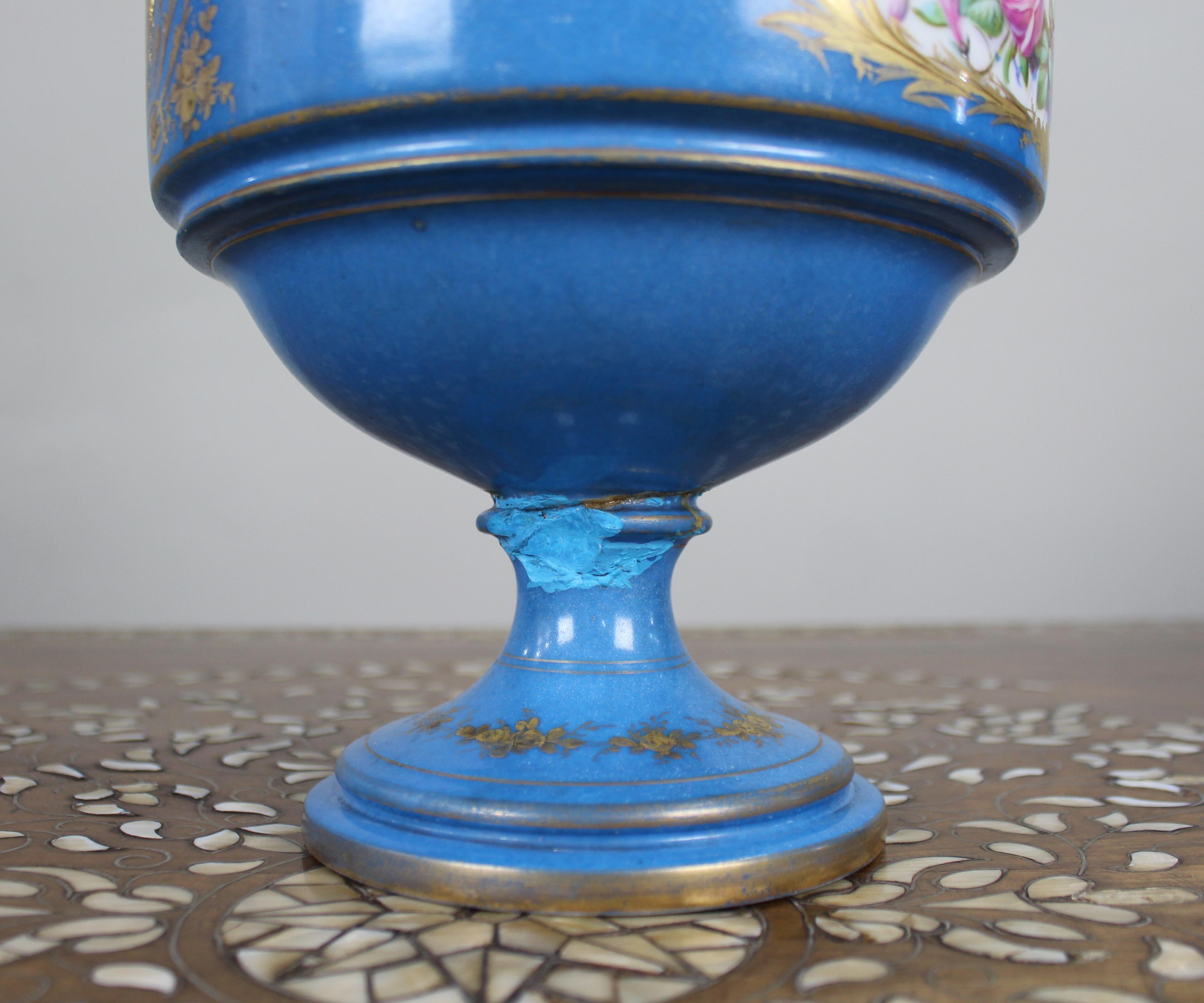 Late 19th Century Sèvres-Style Bleu Céleste Porcelain Vase im Angebot 3