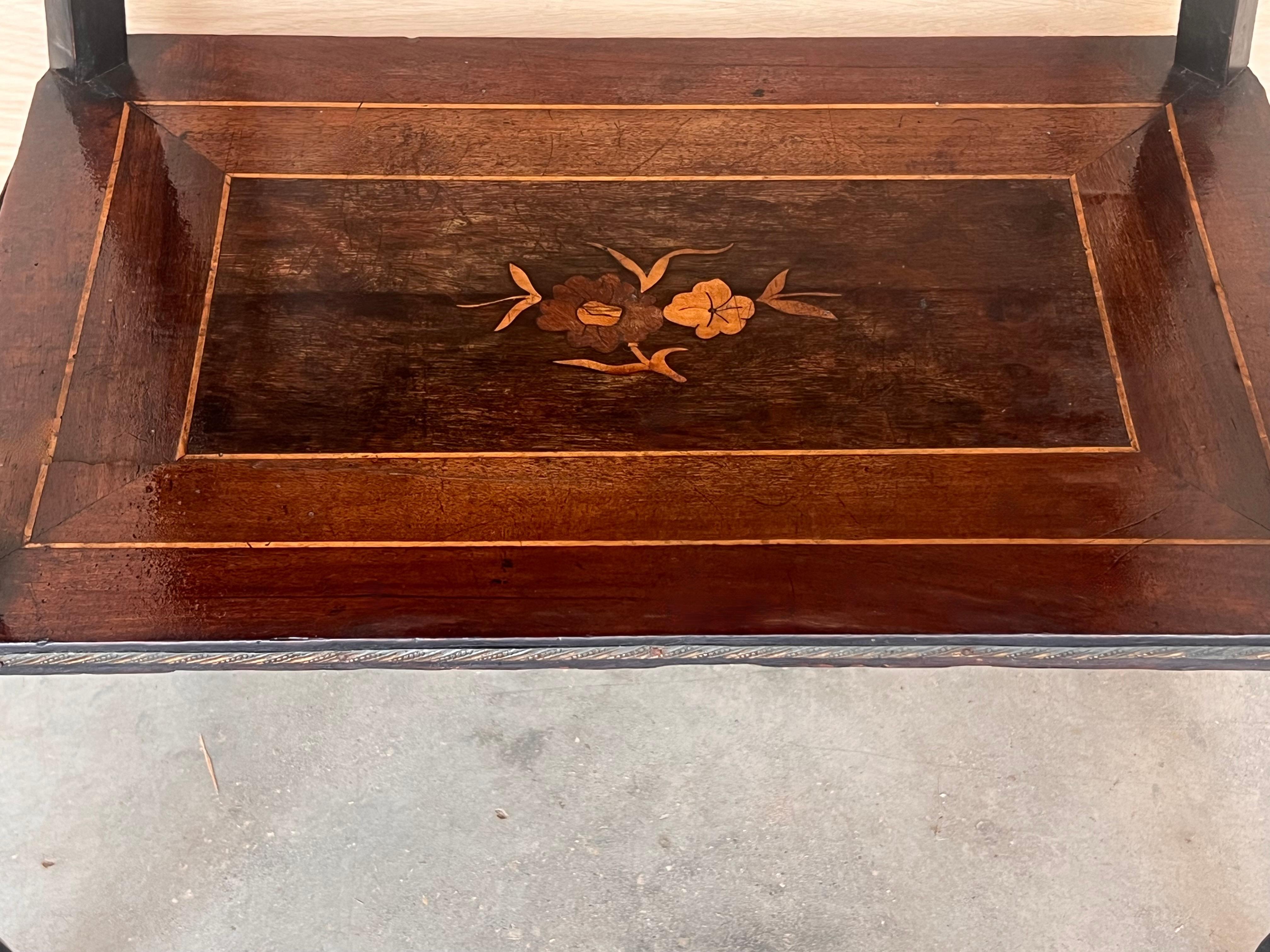 Late 19th Century Sewing Table Napoleon III Wood Marquetry and Brass, France For Sale 5