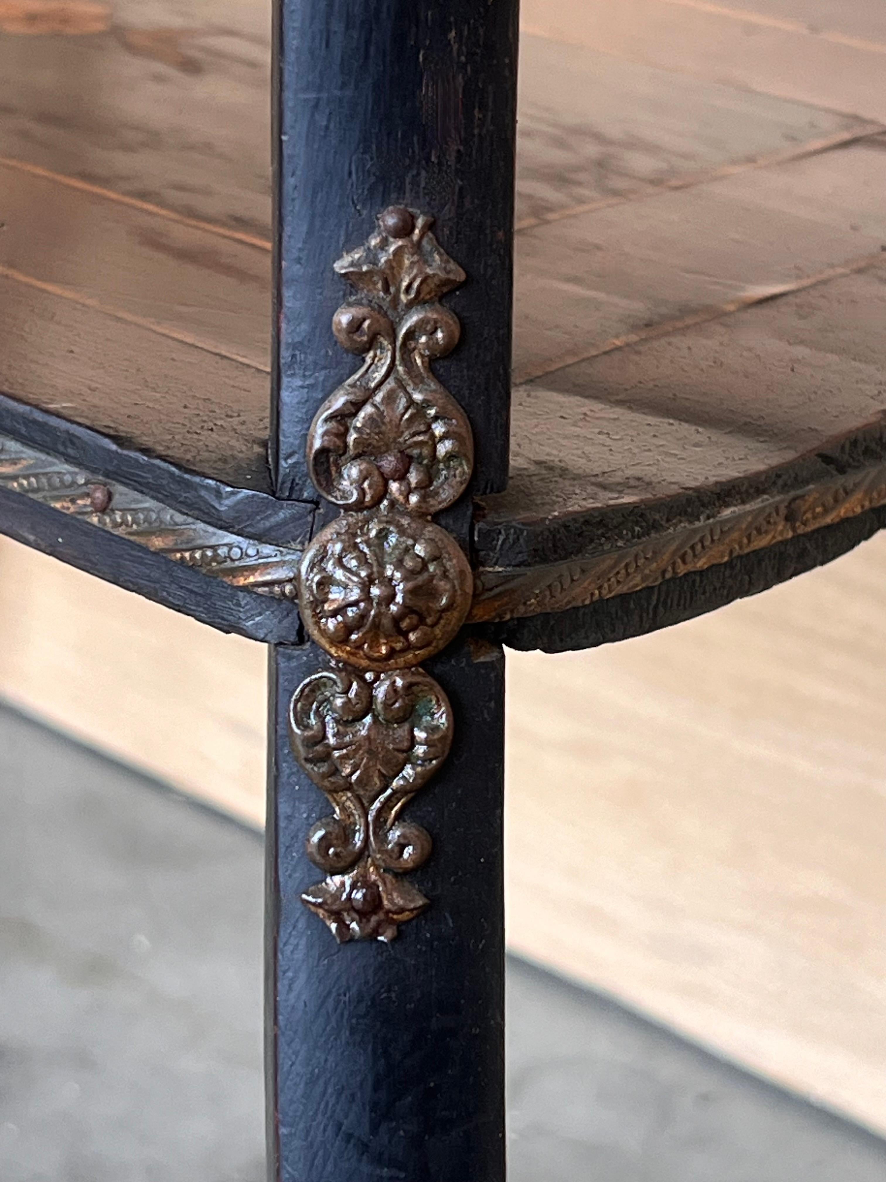 Late 19th Century Sewing Table Napoleon III Wood Marquetry and Brass, France For Sale 6