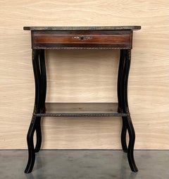 Late 19th Century Sewing Table Napoleon III Wood Marquetry and Brass, France