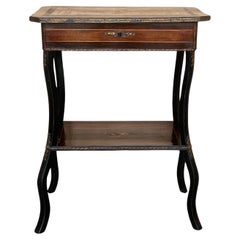 Late 19th Century Sewing Table Napoleon III Wood Marquetry and Brass, France