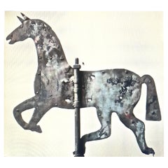 Late 19th Century Sheet Iron and Metal Trotting Horse Weathervane
