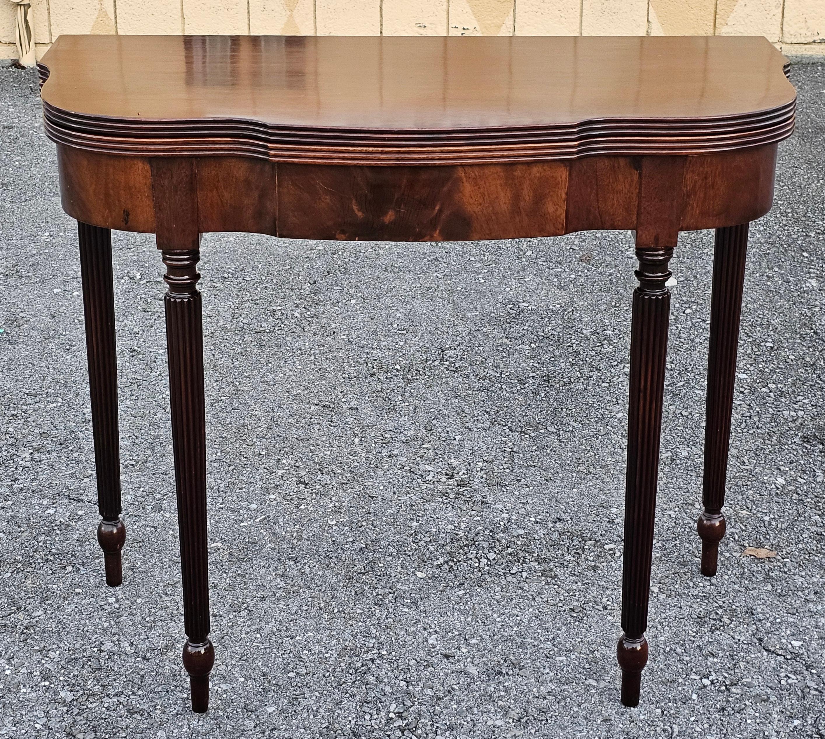 Late 19th Century Sheraton Mahogany Flip Top Card Console Table For Sale 8