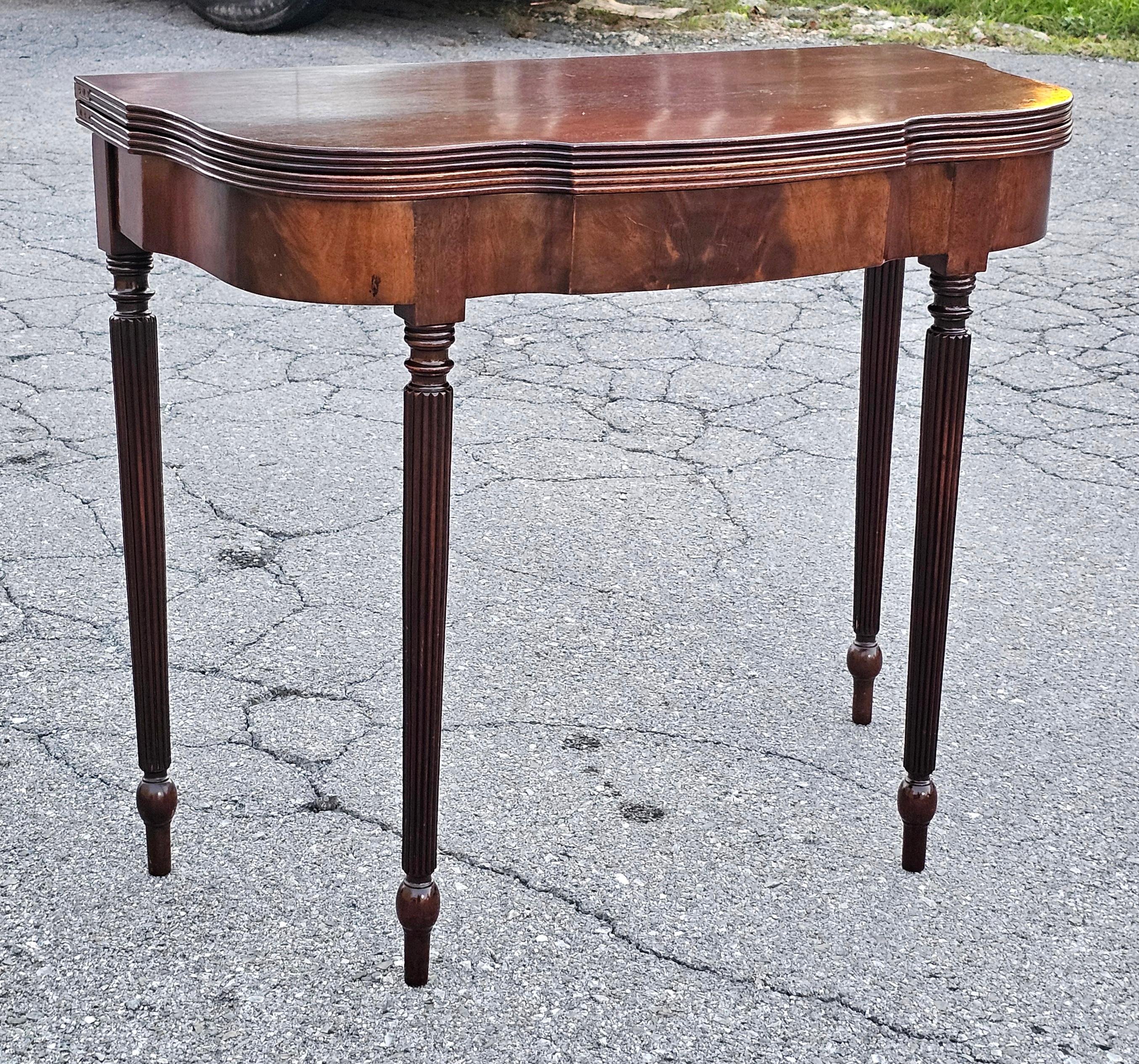 Late 19th Century Sheraton Mahogany Flip Top Card Console Table For Sale 9
