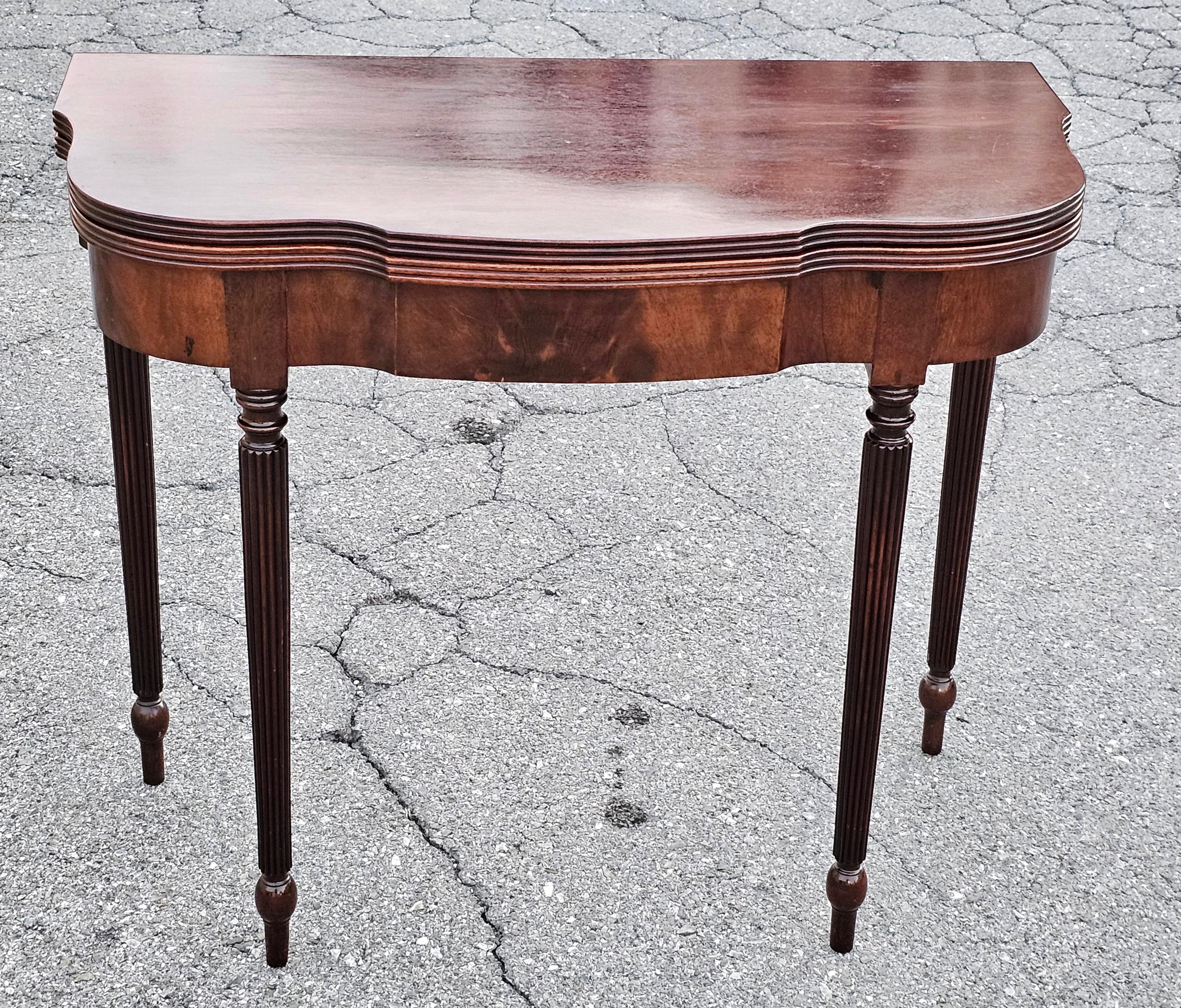 Late 19th Century Sheraton Mahogany Flip Top Card Console Table For Sale 10