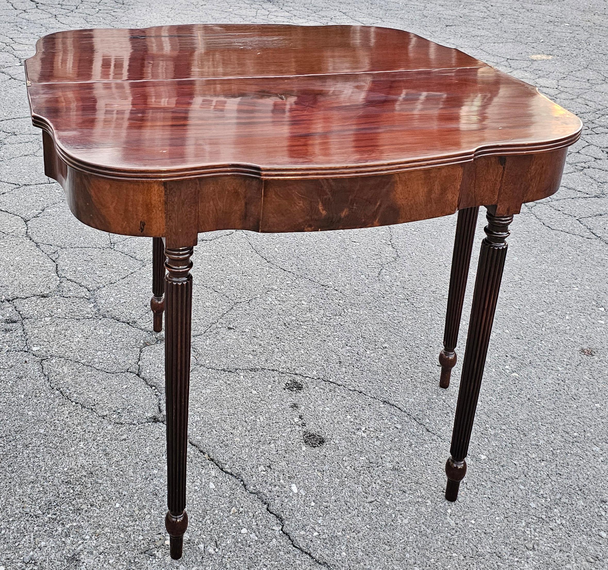 Late 19th Century Sheraton Mahogany Flip Top Card Console Table For Sale 1